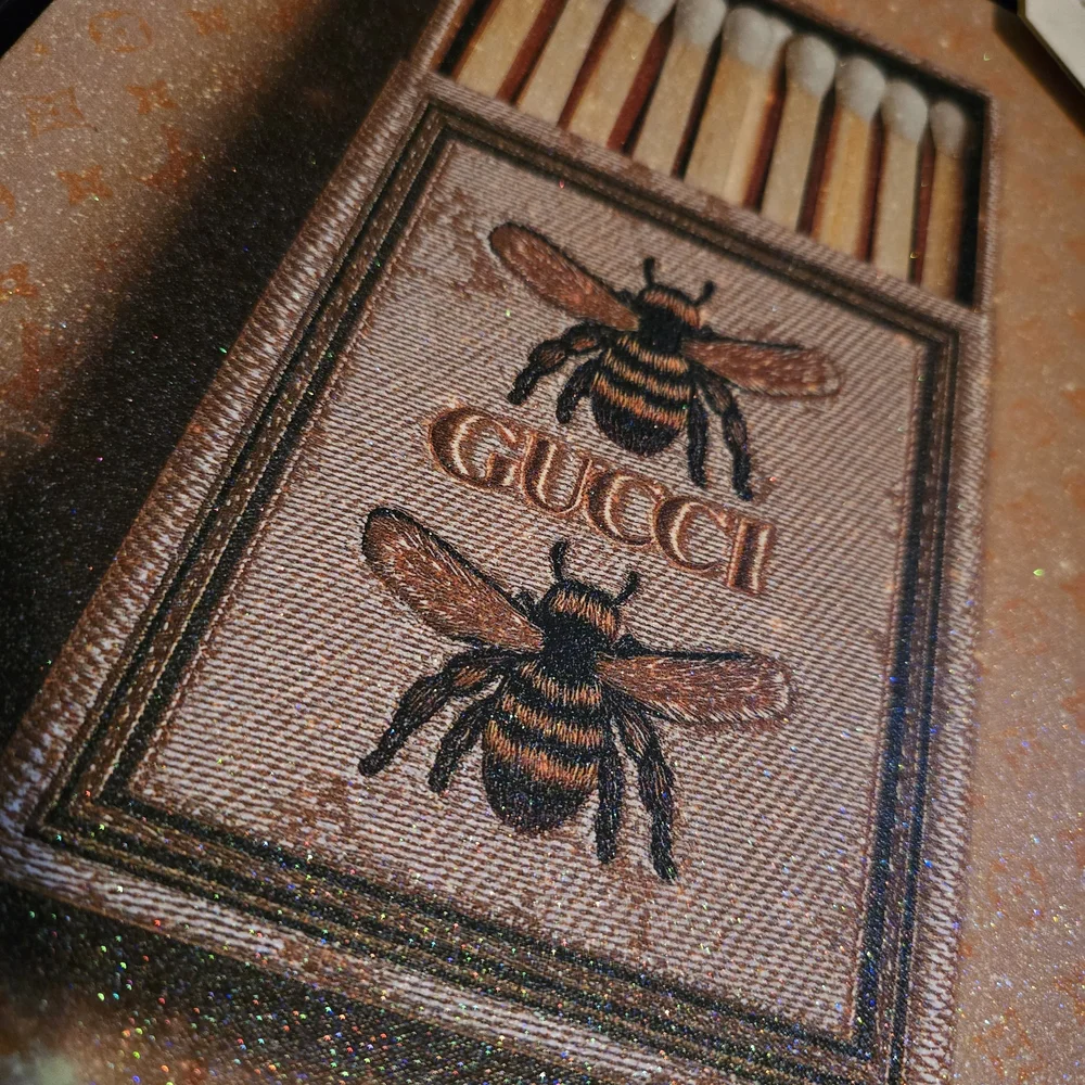 Instinct Style Gucci Match Box Wall Art Bee Embroidery Design - Picture 4 of 7
